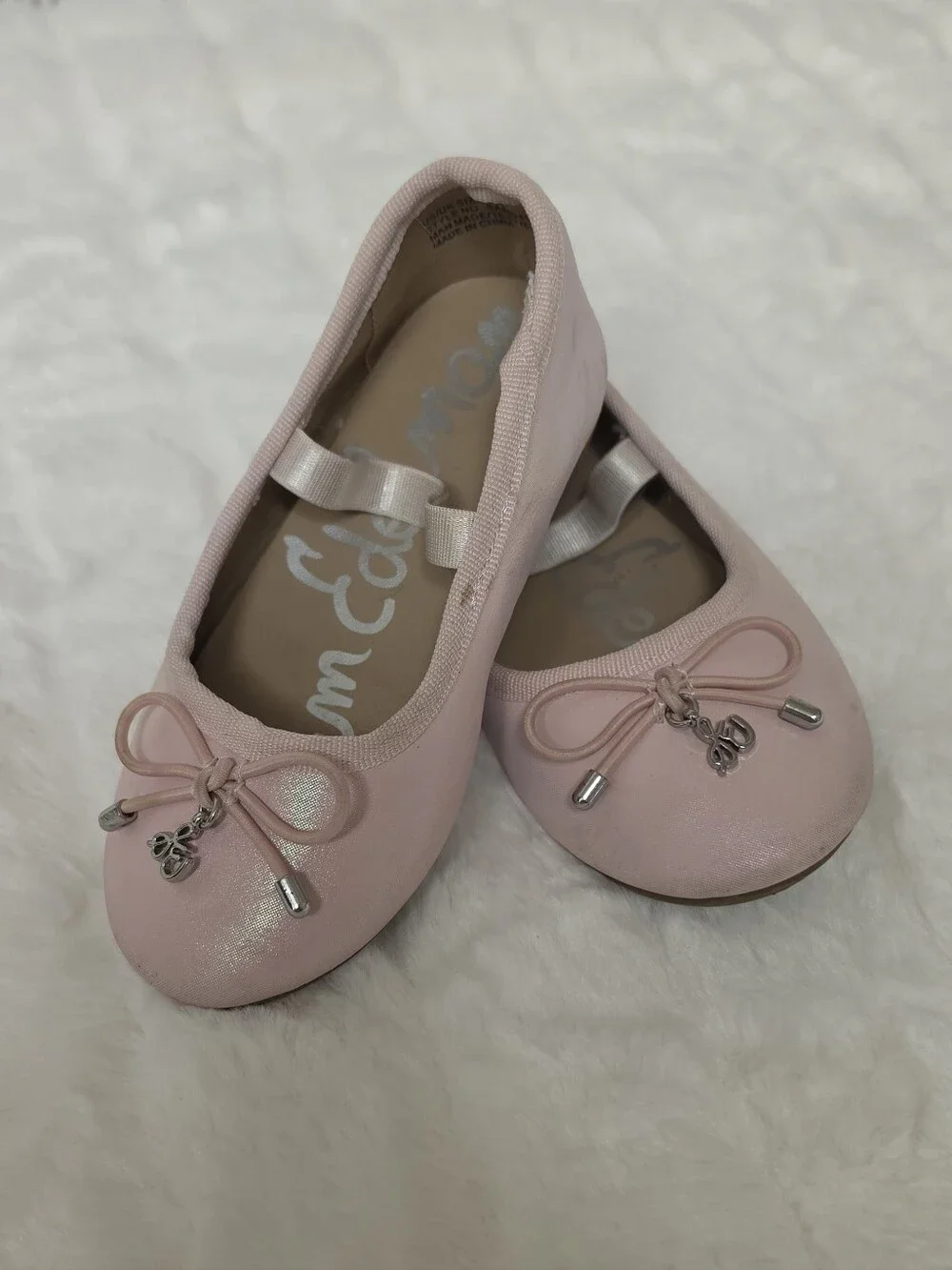 Sam Edelman Girls' Light Pink Bow Ballet Flats